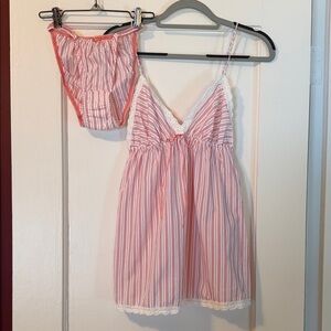 NWT Victoria’s Secret Striped Pink and White Lingerie Set